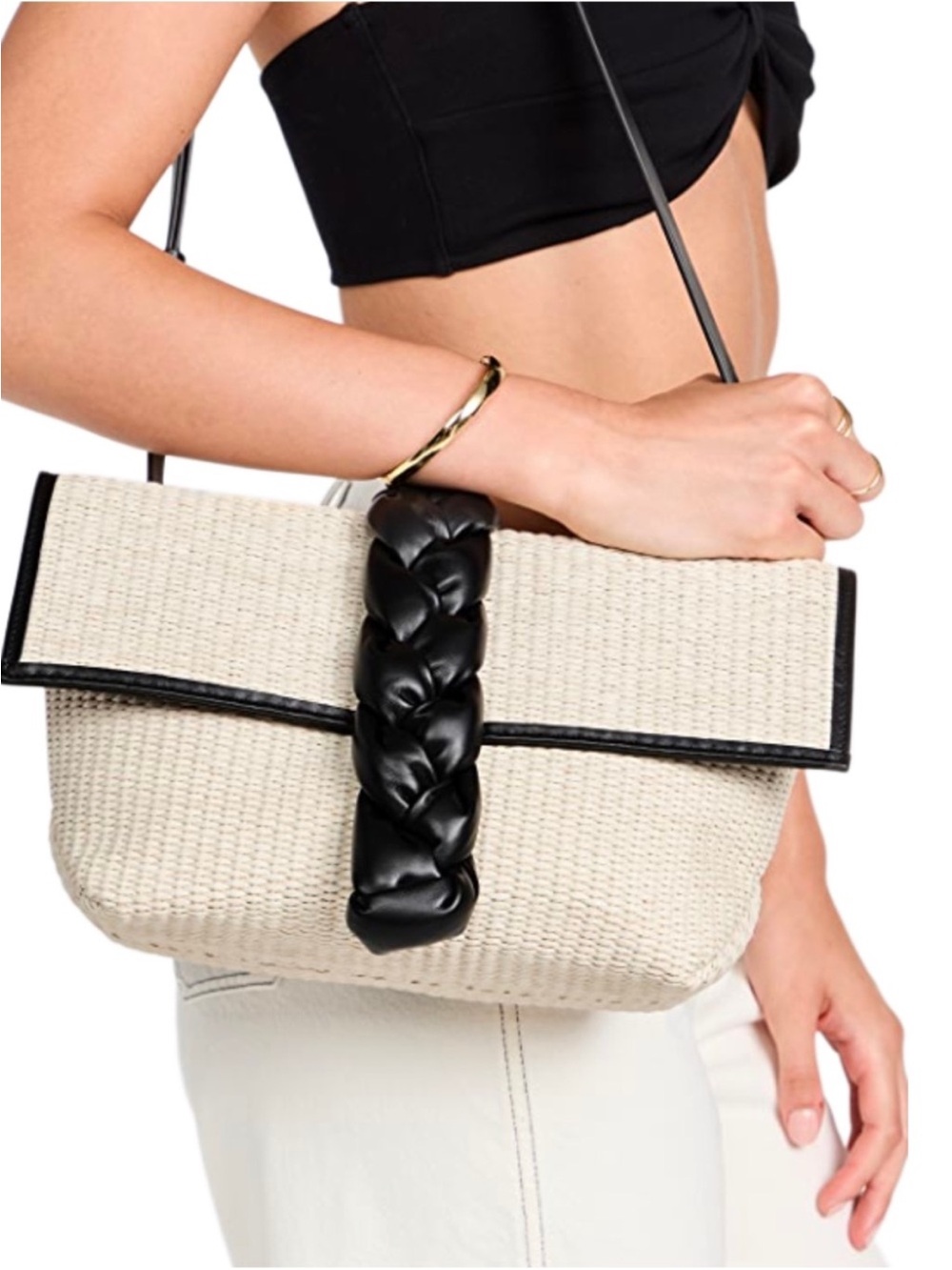 Demellier Verona Braided Raffia & Leather Bag